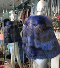 Load image into Gallery viewer, Royal Blue Silver Fox Fur Jacket Modern Youthful Very Stylish
