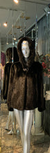 Load image into Gallery viewer, Classic Black Ranch Mink Fur Jacket with Double Fur Hood NEW SALE PRICE!
