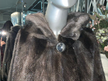 Load image into Gallery viewer, Dark Grey Graphite Mink Fur Cape with Hood Modern Warm Stylish
