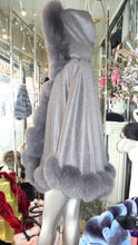 Load image into Gallery viewer, NEW SALE PRICE! Dark Grey Graphite CASHMERE CAPE with Matching Fox Trim &amp; Detachable Hood New Spring Price!
