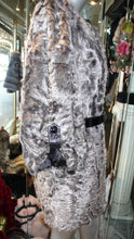 Load image into Gallery viewer, Modern Two Tonal Grey Silver Kalgan Lamb Fur Stroller Coat with Leather Detail
