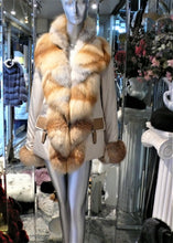 Load image into Gallery viewer, SIMONETTA RAVIZZA Stroller Coat with Golden Island Fox Fur Tuxedo Front Collar
