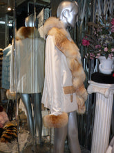 Load image into Gallery viewer, SIMONETTA RAVIZZA Stroller Coat with Golden Island Fox Fur Tuxedo Front Collar
