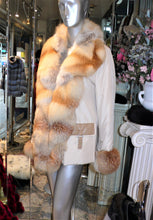 Load image into Gallery viewer, SIMONETTA RAVIZZA Stroller Coat with Golden Island Fox Fur Tuxedo Front Collar
