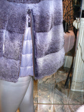 Load image into Gallery viewer, Modern Two-Tone Mink Fur Jacket with Full Fox Fur Trim Hood Dark Lavender
