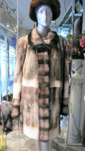 Load image into Gallery viewer, Off White Mink Fur Two Tone Stroller Coat with Collar Brown
