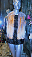 Load image into Gallery viewer, Black SWAKARA Fur Vest with Red Fox Fur Front Back Trim PREMIER FURS
