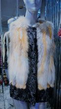 Load image into Gallery viewer, Black SWAKARA Fur Vest with Red Fox Fur Front Back Trim PREMIER FURS
