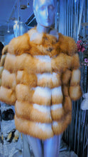 Load image into Gallery viewer, Natural RED FOX FUR Stroller Coat Horizontal Design Modern Youthful Warm
