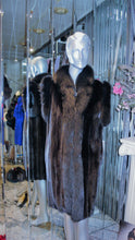 Load image into Gallery viewer, Ranch Mink Fur Long Vest with Black Fox Fur Tuxedo and Trim
