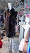 Load image into Gallery viewer, Ranch Mink Fur Long Vest with Black Fox Fur Tuxedo and Trim

